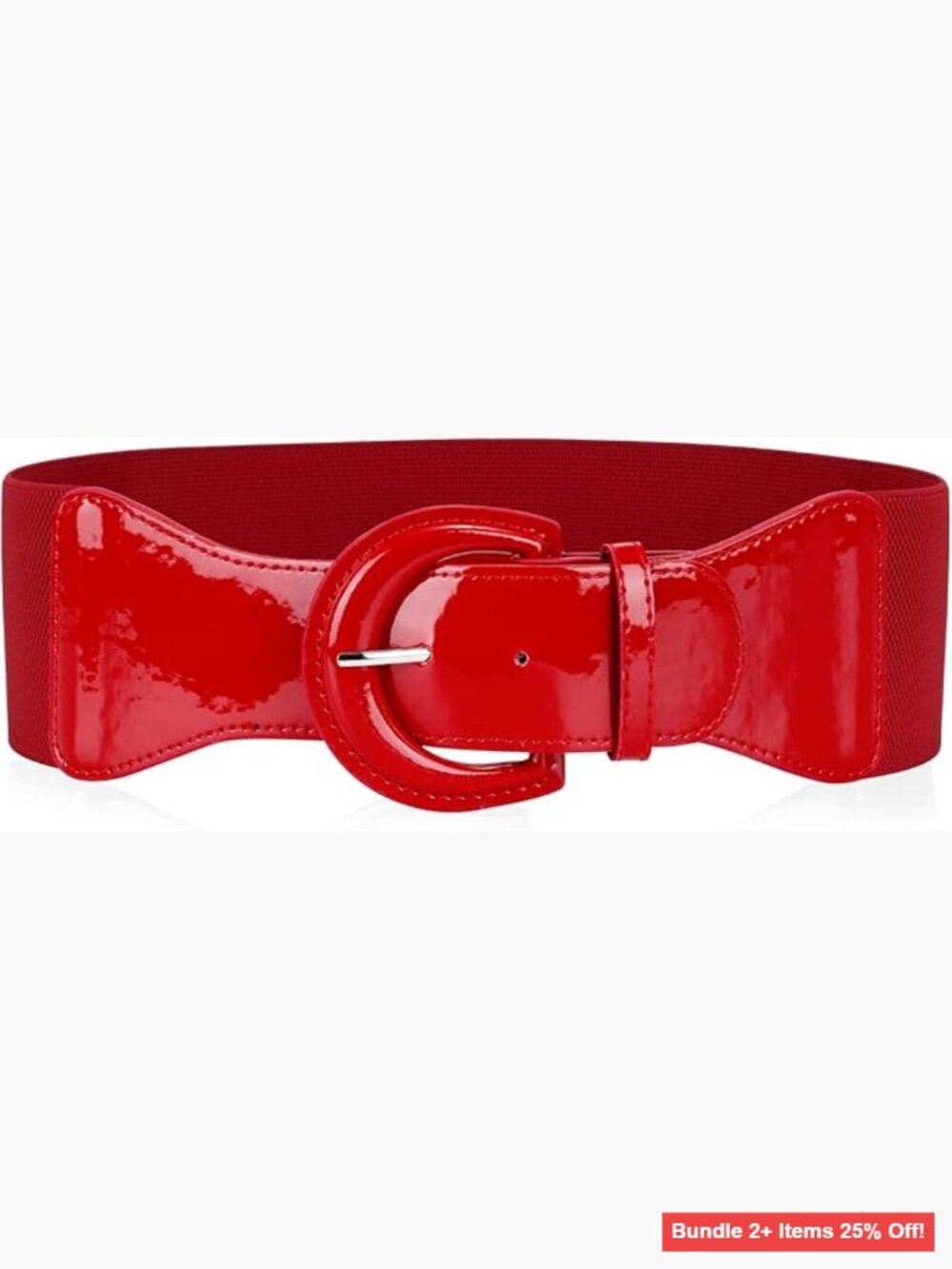 Vintage Wide Elastic Waist Belt with Chunky Buckle, Plus Size Cinch Belt